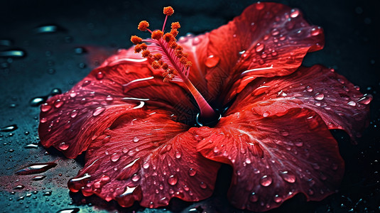 一朵红花红色的木槿花插画
