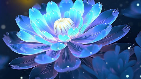 荷花花蕊蓝色的花朵插画