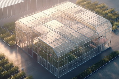 玻璃温室大棚农业种植温室大棚插画
