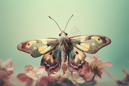 落在花上的飞蛾背景图片