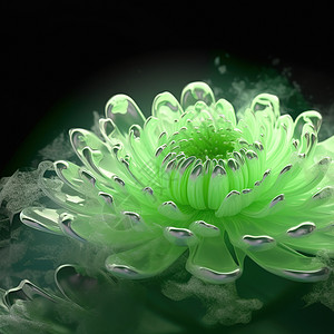 透明晶体荧光绿菊花图片