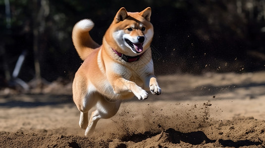 秋田犬嘻哈奔跑的秋田犬背景