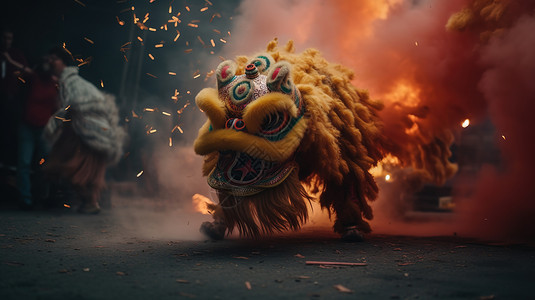 中国舞狮图片