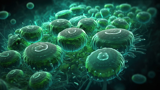 绿色细菌细胞图片