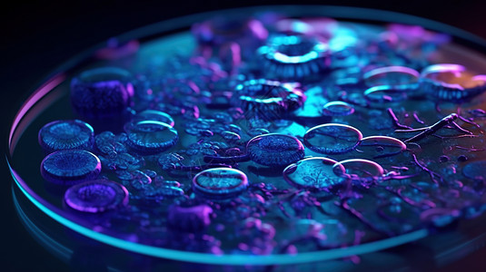 细菌培养皿紫色培养皿的细菌特写插画