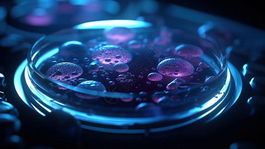 微观特写蓝紫色的培养皿细菌插画