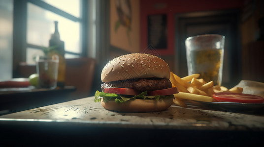 汉堡快餐写实高清图片