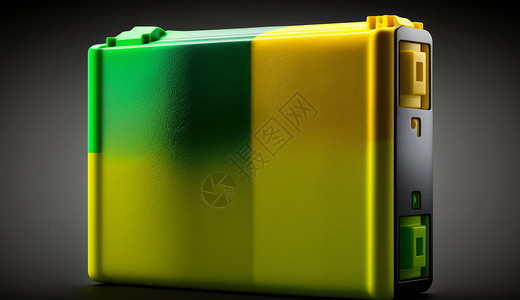 黄绿渐变色现代锂离子电池背景图片