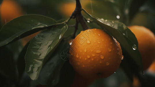 写实水滴橘子近景写实背景