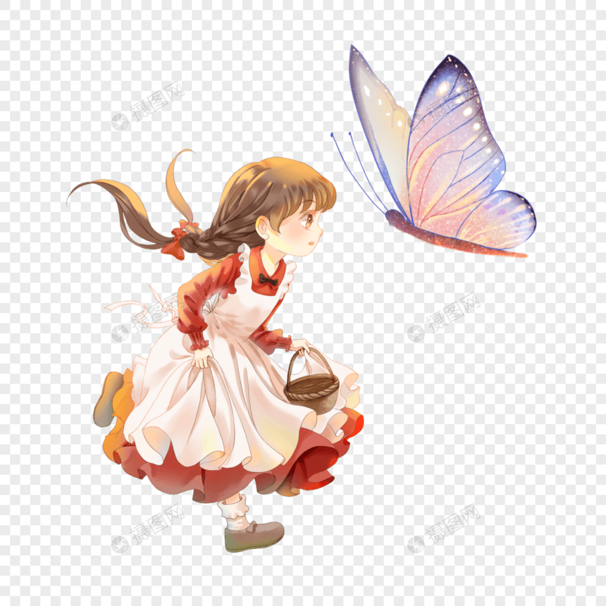 女孩和蝴蝶图片
