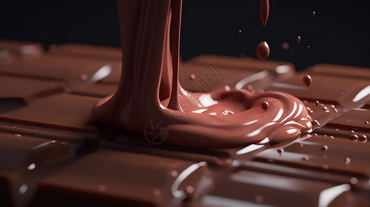 写实液体滴落丝滑的巧克力插画