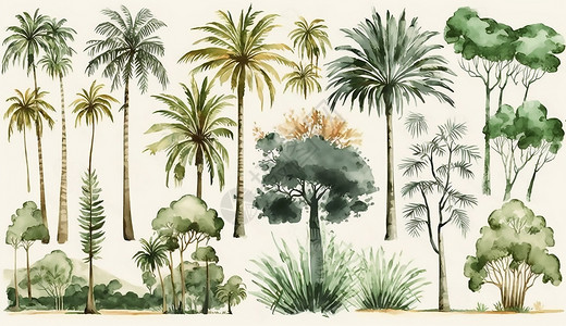 手绘椰子树图片