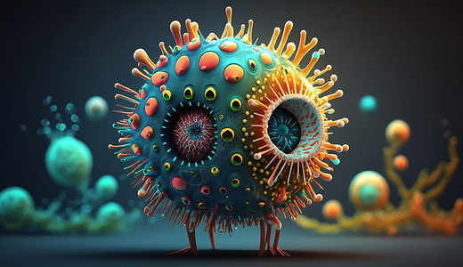 免疫细胞卡通3D卡通小病菌设计图片