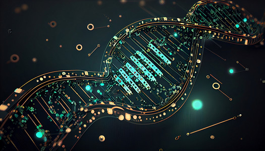 手绘马医药科技未来DNA细胞手绘设计图片