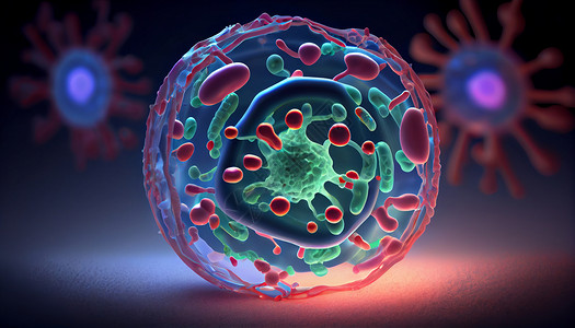 手绘病毒医学细胞分子科技细胞手绘设计图片