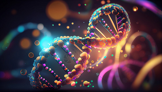 DNA插画螺旋DNA细胞手绘设计图片
