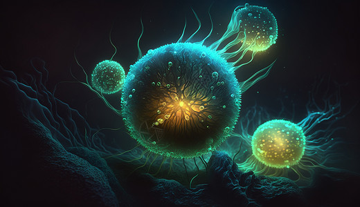 彩色水母发光球体细胞设计图片