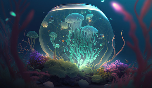 3D海底世界微观海底世界插画