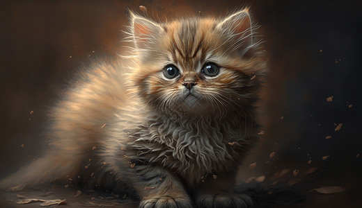 棕色可爱小猫背景图片