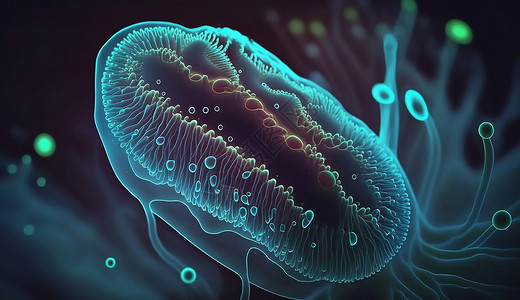 发光水母发光的细菌细胞设计图片