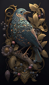 威廉莫里斯风格的鸟高清图片