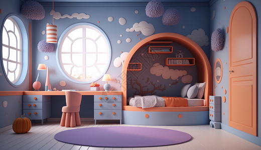 温馨的儿童房间设计背景图片