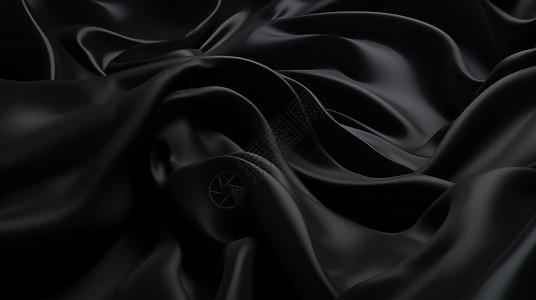 平铺的黑色丝绸质感黑色丝绸背景