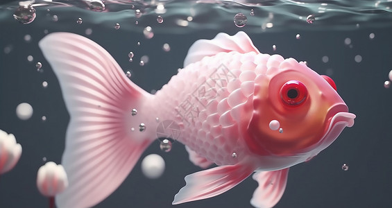 红色渐变热带鱼粉色锦鲤插画