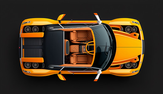 3D黄色跑车模型图片