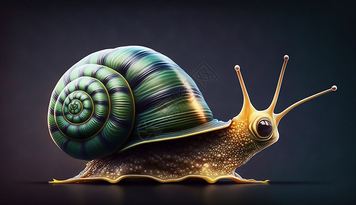 幻想主义可爱的蜗牛插画
