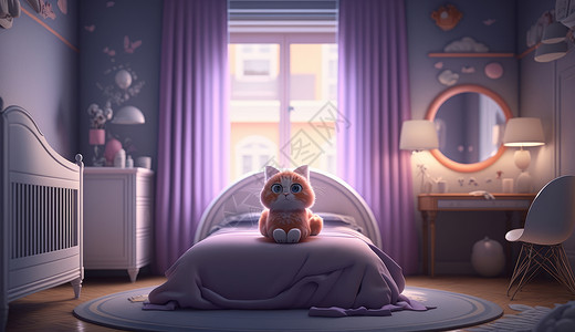紫色梦幻主题儿童卧室设计图片