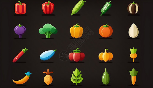 新鲜紫茄子蔬菜水果图标插画