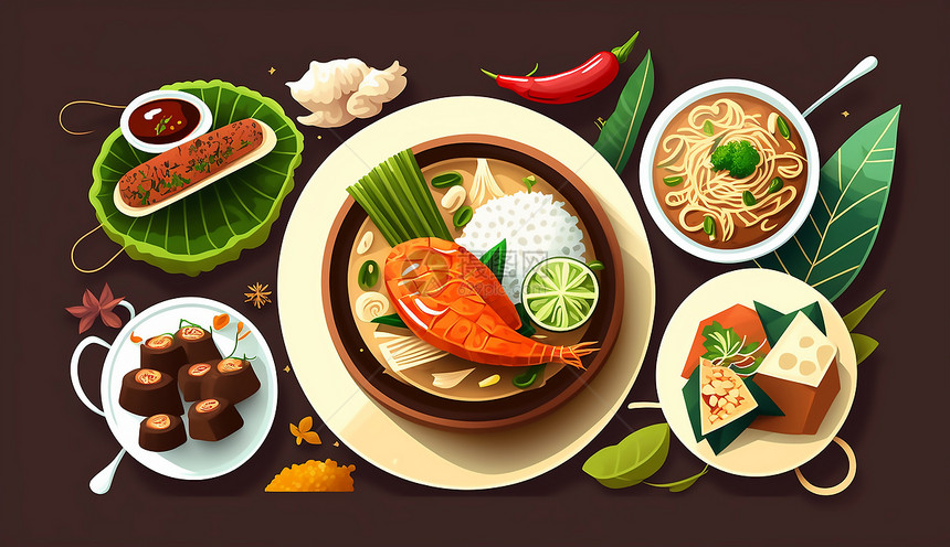 手绘泰国菜图片