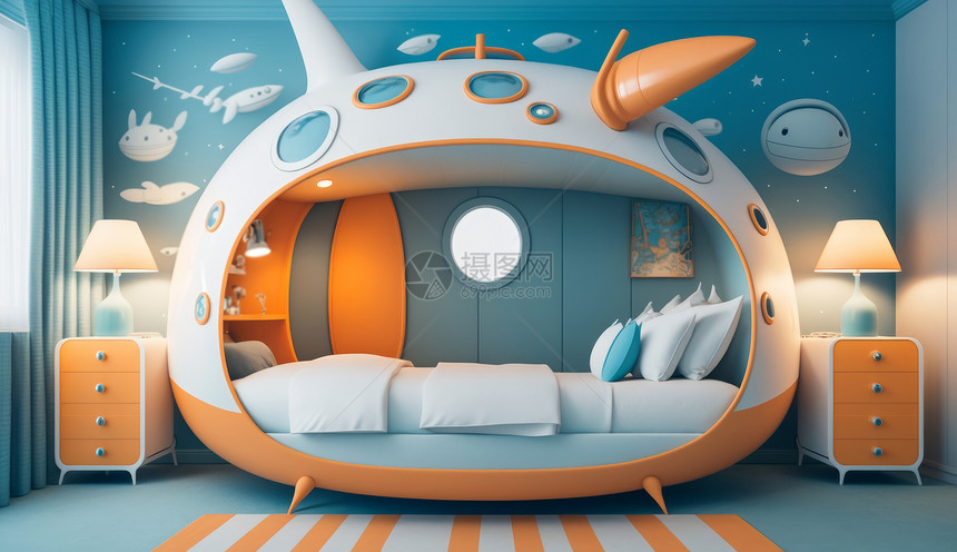 儿童卧室神秘的太空数组艺术图片