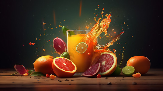 果汁和水果背景图片
