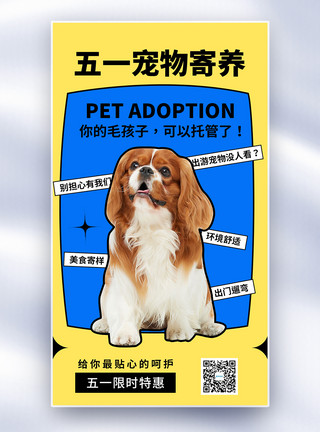 宠物零食特惠海报时尚大气51宠物寄养全屏海报模板