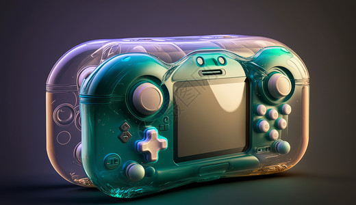 蓝色气泡水泡塑料气泡质感游戏机插画