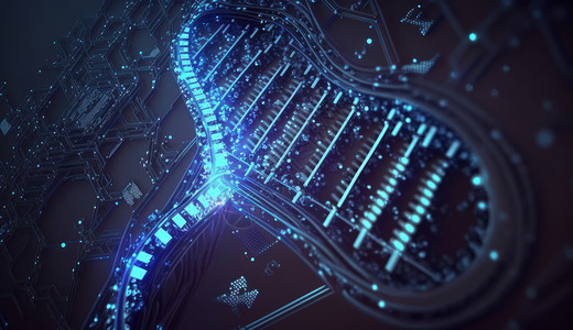 三维光点连接DNA医疗科学插画