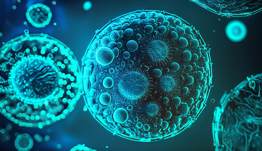 生命科学实验细菌与病毒的微观世界插画