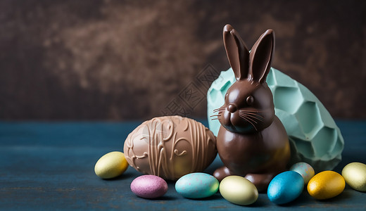 复活节巧克力和糖果背景图片