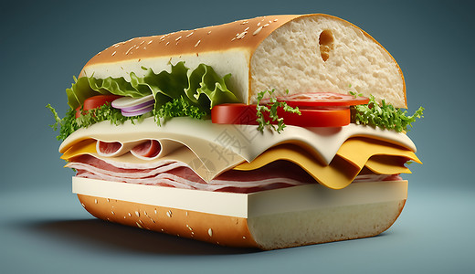 火腿奶酪三明治图片
