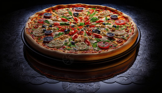 意大利艺术一盘美味披萨插画