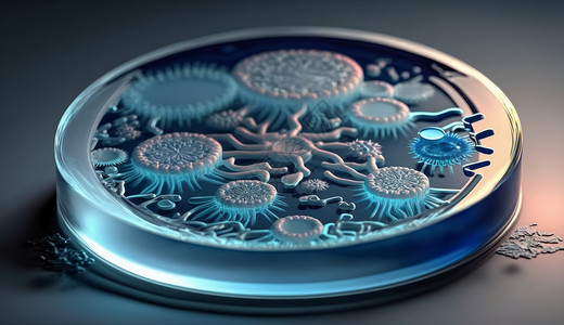 培养皿里的微生物3D背景图片