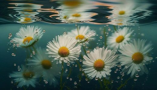 水中的小雏菊背景图片
