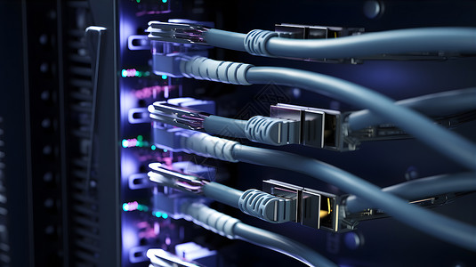 互联网数据中心魅力淡紫网线连接插画