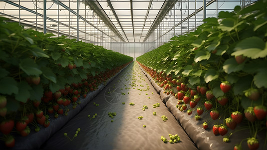 农业采集自动采集草莓园插画