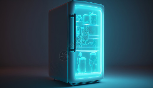 霓虹光电冰箱插画
