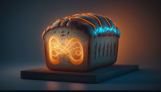 美食灯片发光的面包写实插画
