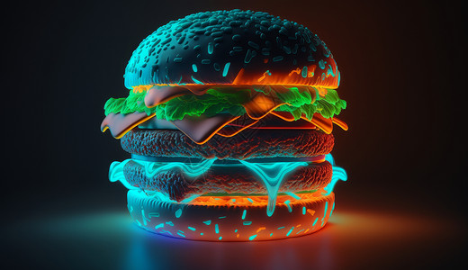 发光的汉堡创意美食图片