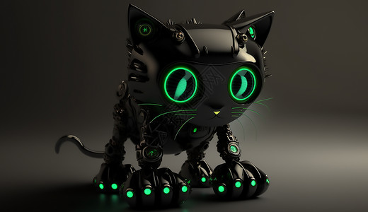 黑色电子机器机器猫插画